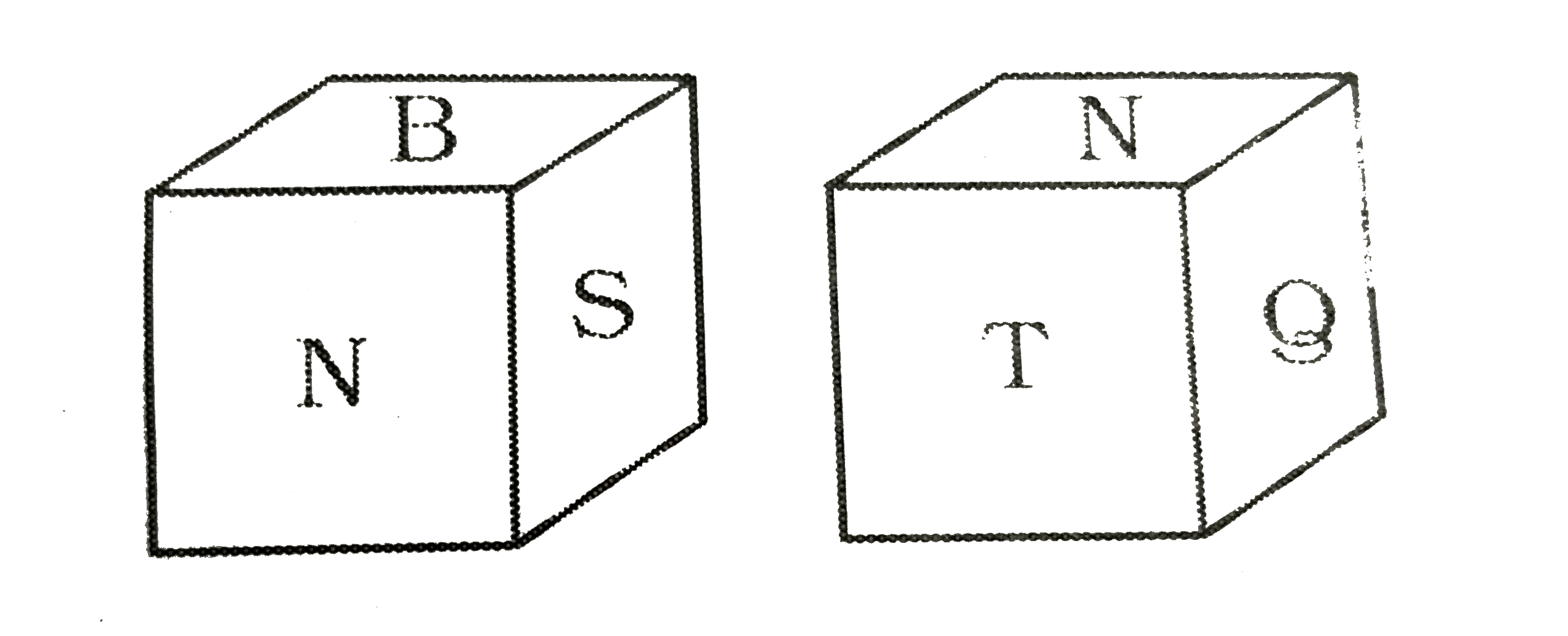 नीचे   एक  घन  की दो  अवस्थाए दर्शाए गई  है ।   आक्षर 'B '  के विपरीत  फलक  पर कौन - सा  आक्षर आयेगा ?