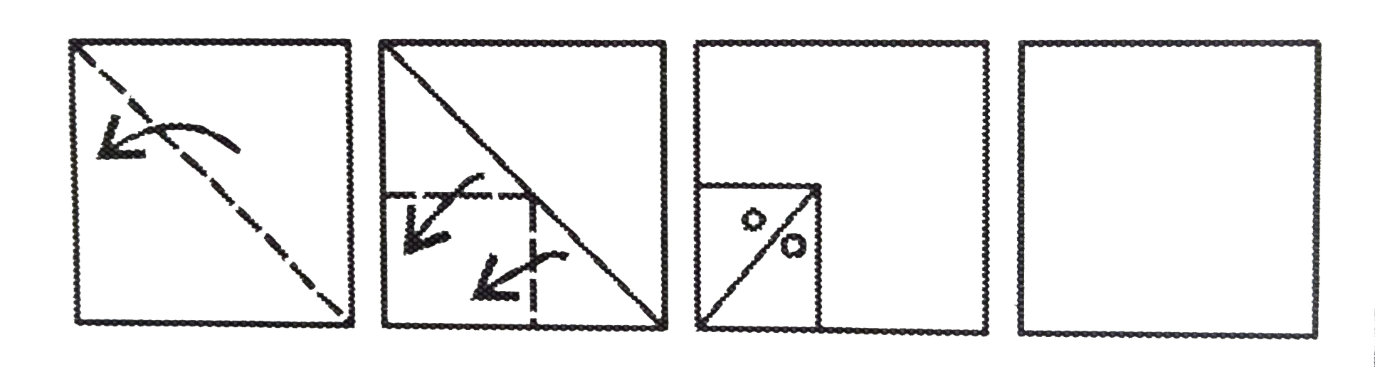 निम्नलिखित उत्तर - आकृतियों में से यह ज्ञात कीजिए कि निचे दिखाये अनुसार कागज को मोड़ने , पंच करने  तथा खोलने के बाद उसकी आकृति कैसी दिखाई देगी ।    प्रश्न आकृतियाँ :