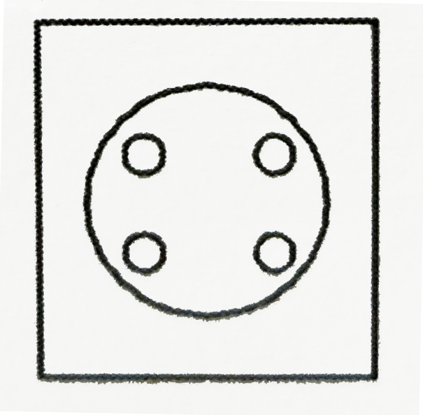 कागज के एक वृताकार   शीट  को एक विशिष्ट विधि से मोड़कर छिद्र किया गया है । खोलने पर कागज ऐसा दिखाई देता है जैसा प्रश्न आकृति में दिया गया है । दिए गए विकल्पों से चुनिए कि कागज को किस प्रकार मोड़ा और छिद्रता किया गया था ।    प्रश्न आकृति :