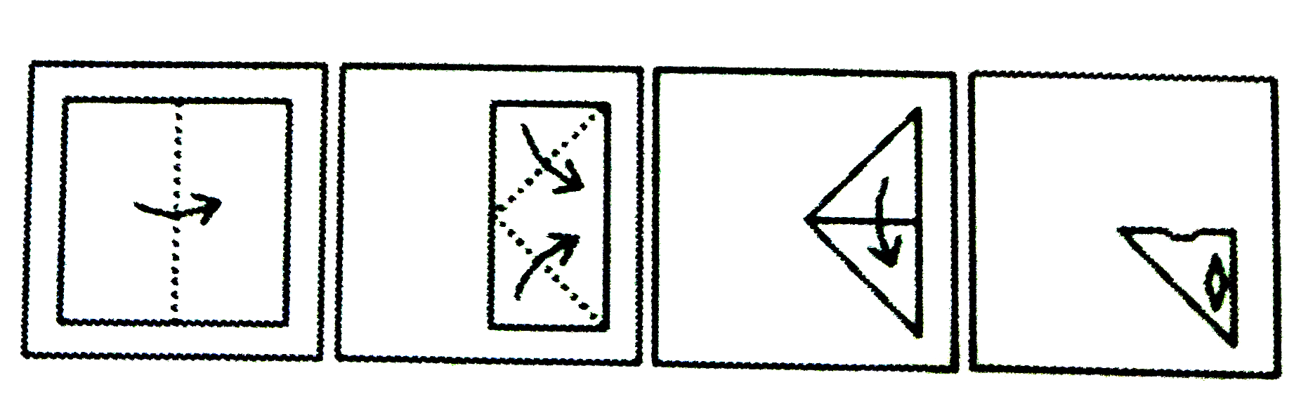 नीचे के  प्रश्न आकृतियों में दिखाए   अनुसार कागज़ को मोड़कर छेदने  तथा खोलने के बाद वह किस उत्तर आकृति जैसा दिखाई देगा ?    प्रश्न आकृति  :