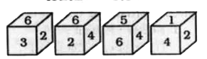 Four positions of a dice are given below. Identify which number is on the face opposite 6.