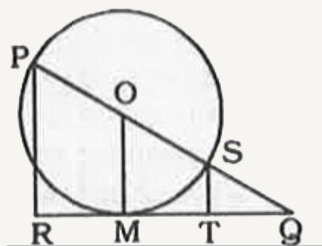 In the given figure ,PR and ST are perpendiculars to tan- gent QR, PQ passes  through centre O of the circle whose diameter is 10 cm  . If PR = 9 cm  what is  the length (in cm.) of ST ?