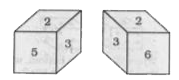 From the following two different appearances of dice find out the number which is opposite to '5'.