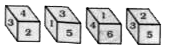 Position of Dices is given below:      Identify the number when top is 5 what will be at bottom?