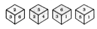 Four different positions of dice are as shown below. What number is opposite to face 3 ?