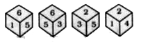 Four positions of a dice are given below:     Find the number on the face opposite to the face showing 4.