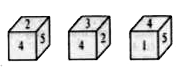 Which number will appear at the bottom face in last cube?     
(A) 3
(B) 4
(C) 6
(D) 1
