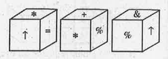 Three positions of a cube are shown below. What will come opposite to face containing ?