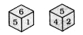 Two positions of a cube are shown below. What will come opposite to face containing '4' ?