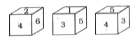Three positions of a cube are shown below.        Which numbers will come opposite to 1 ?