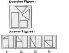 Among the four answer figures, which figure can be formed from the cut-pieces given below in the question figure ?