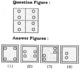 If a paper is folded in a particular manner and punch is made, when, unfolded this paper appearrs as given below in the question figure. Find out the manner in which the paper is folded and the punch  is made from the answer figure given.