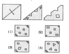 A piece of paper is folded and punched as shown below in the question figures. From the given answer figures, indicate how it will appear when opened.