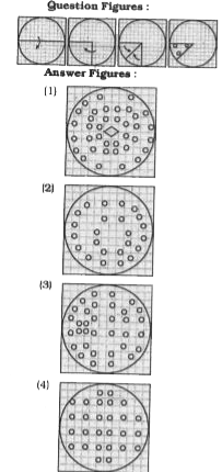 A piece of paper is folded and punched as shown below in the question figures. From the given answer figures, indicate how it will appear when opened.