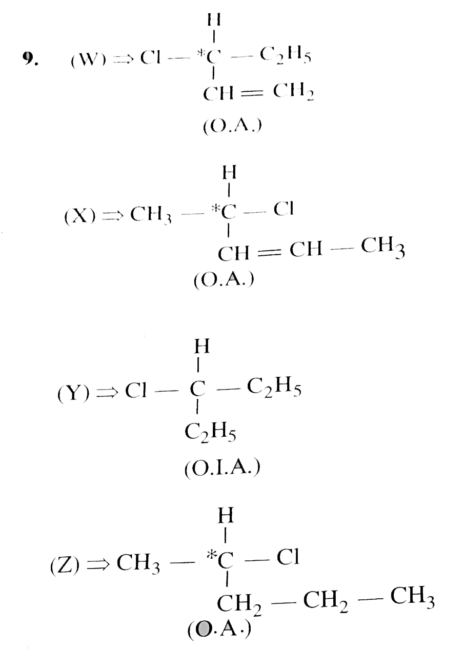 W And X Are Optically Active Isomers Of C 5 H 9 Cl W On Treatment With 1 Mol Of H 2 Is Converted To An Optically Inactive Compound Y But X Gives An Optically