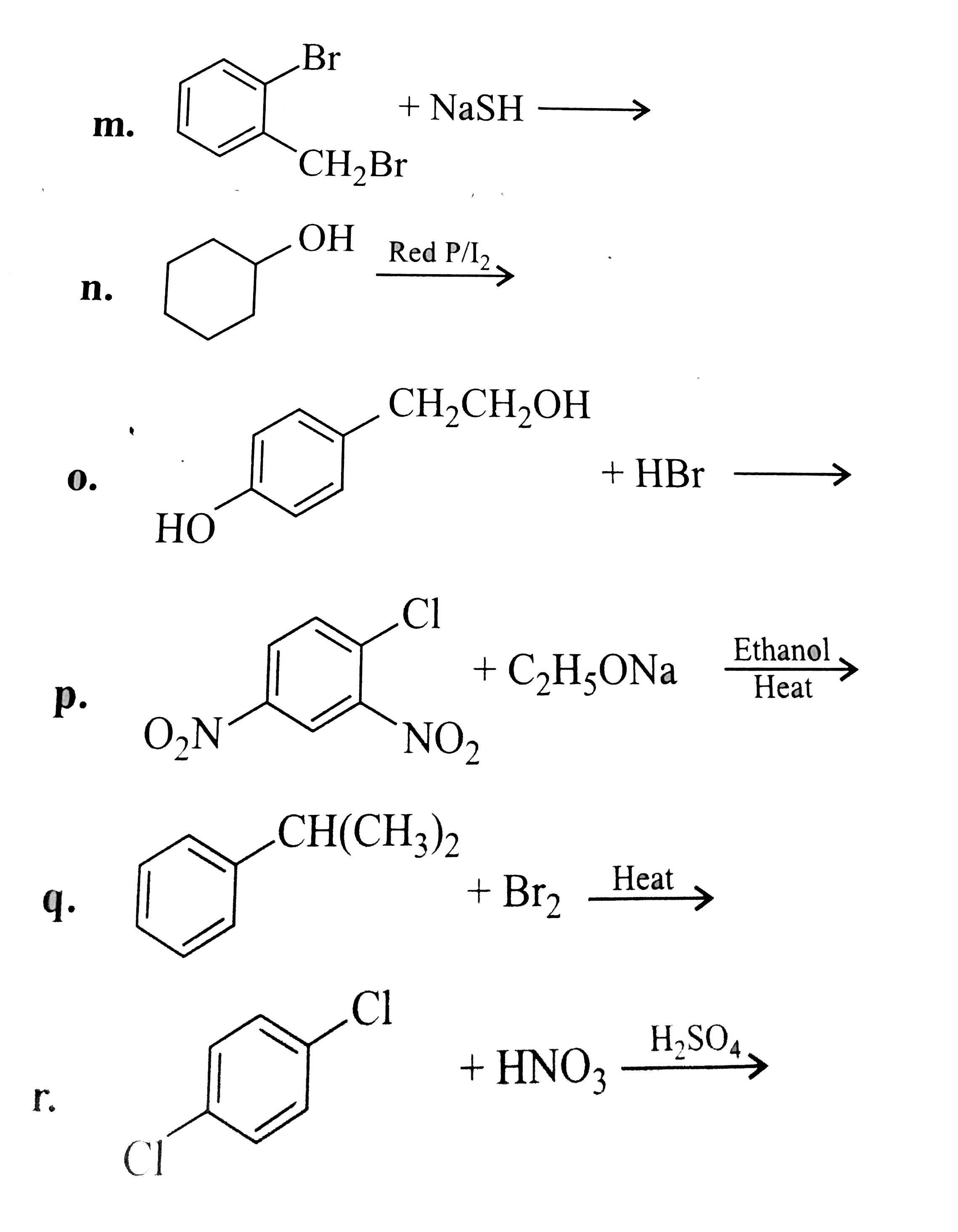 Write the structure of the major organic product in each of the following reactions:    a. CH(3)CH(2)CH(2) Cl + Nal underset(