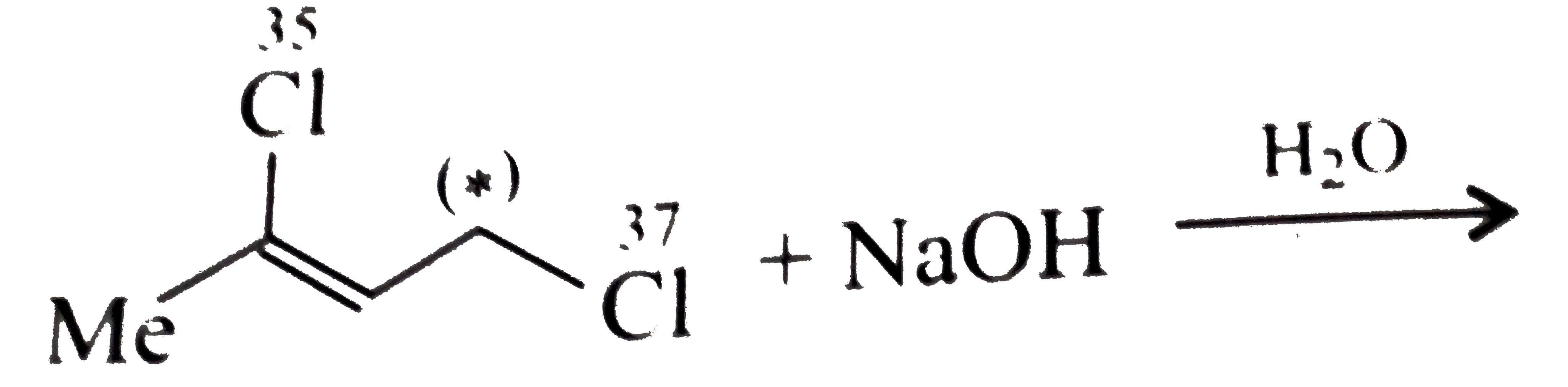Consider the following reaction using isotopically labelled Cl^(35), Cl^(37), and C^(14) (C^(**)).      What are the products of this SN reaction ?