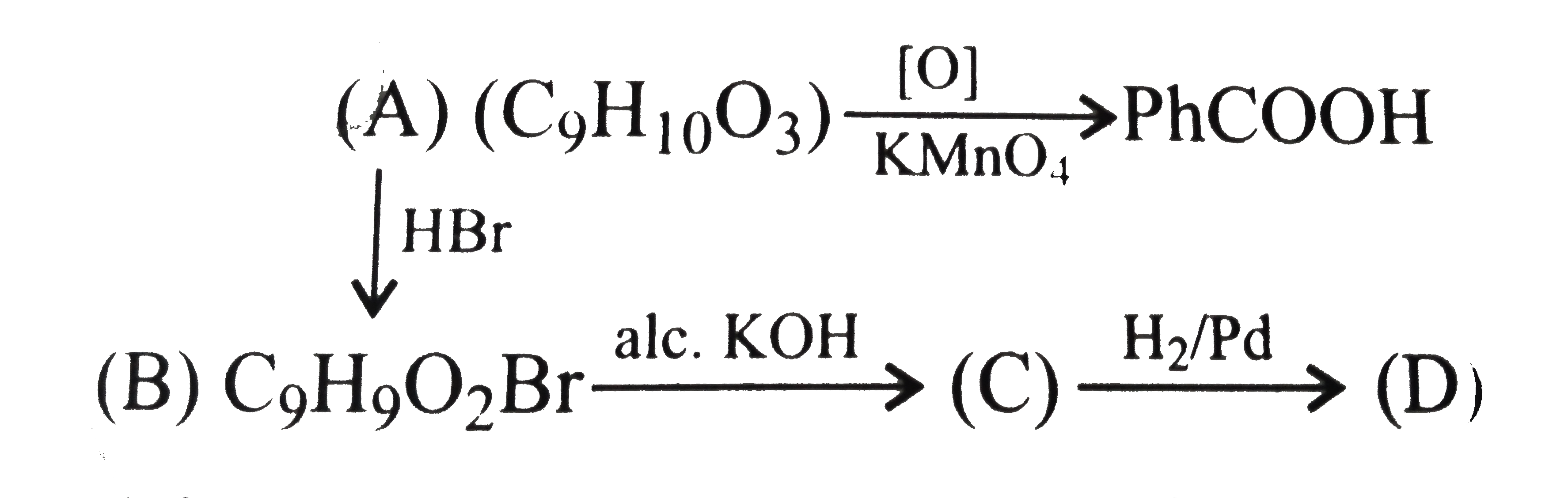 (i) Carboxylic acid    (ii) Compound (D) is prepard by carbonation(Mg//ether, CO2//H3 O^(+)) of compound    (iii) Compounds (A) and (D) give positive test with CrO3 in acid.   Compound (B) is :