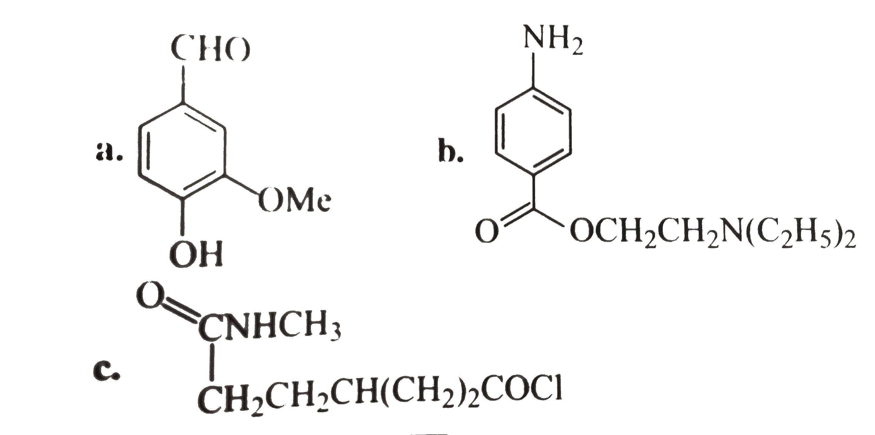 Identify the functional groups in the following compounds.