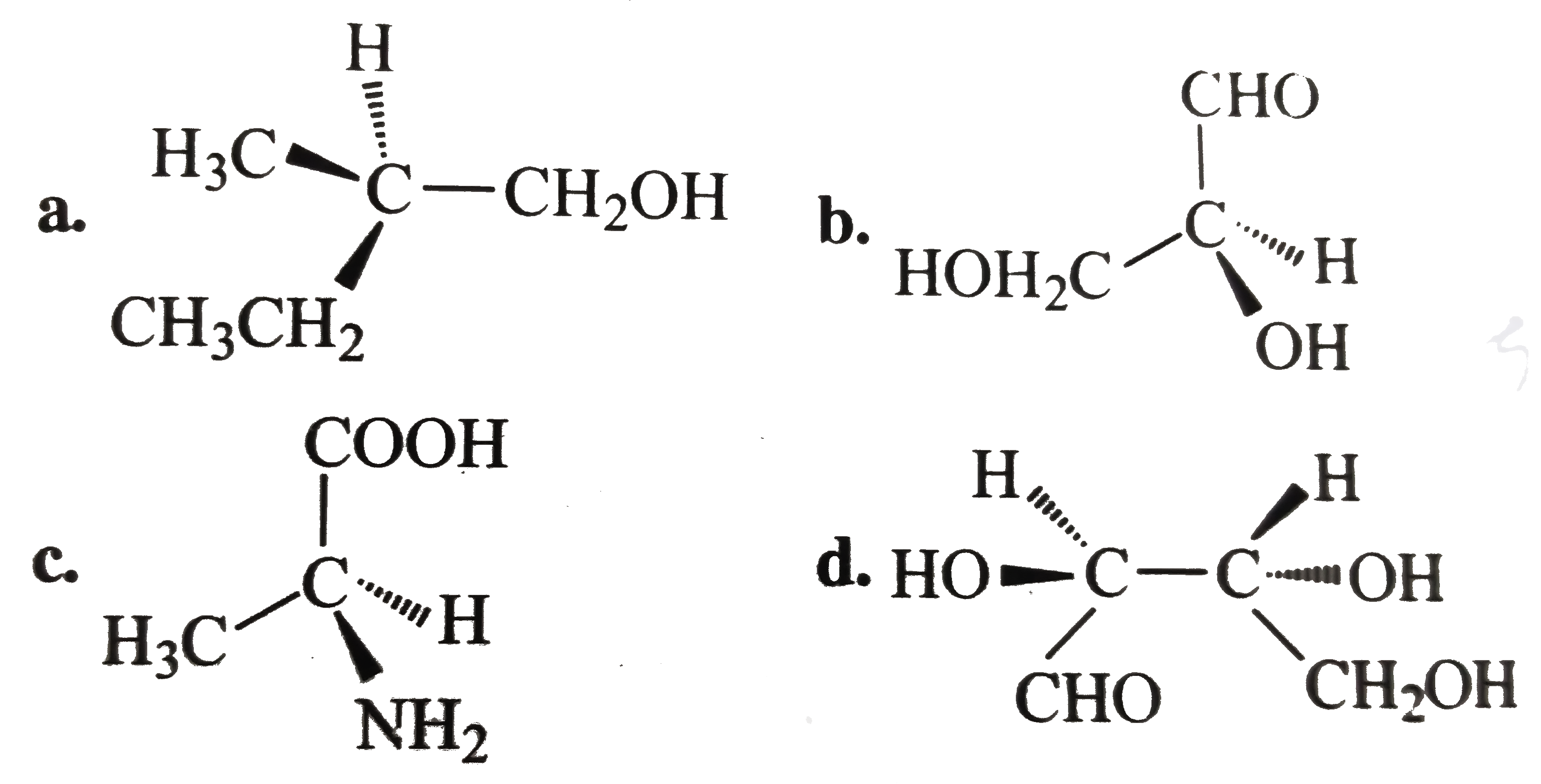 Draw Fischer projection formulae for the following molecules: