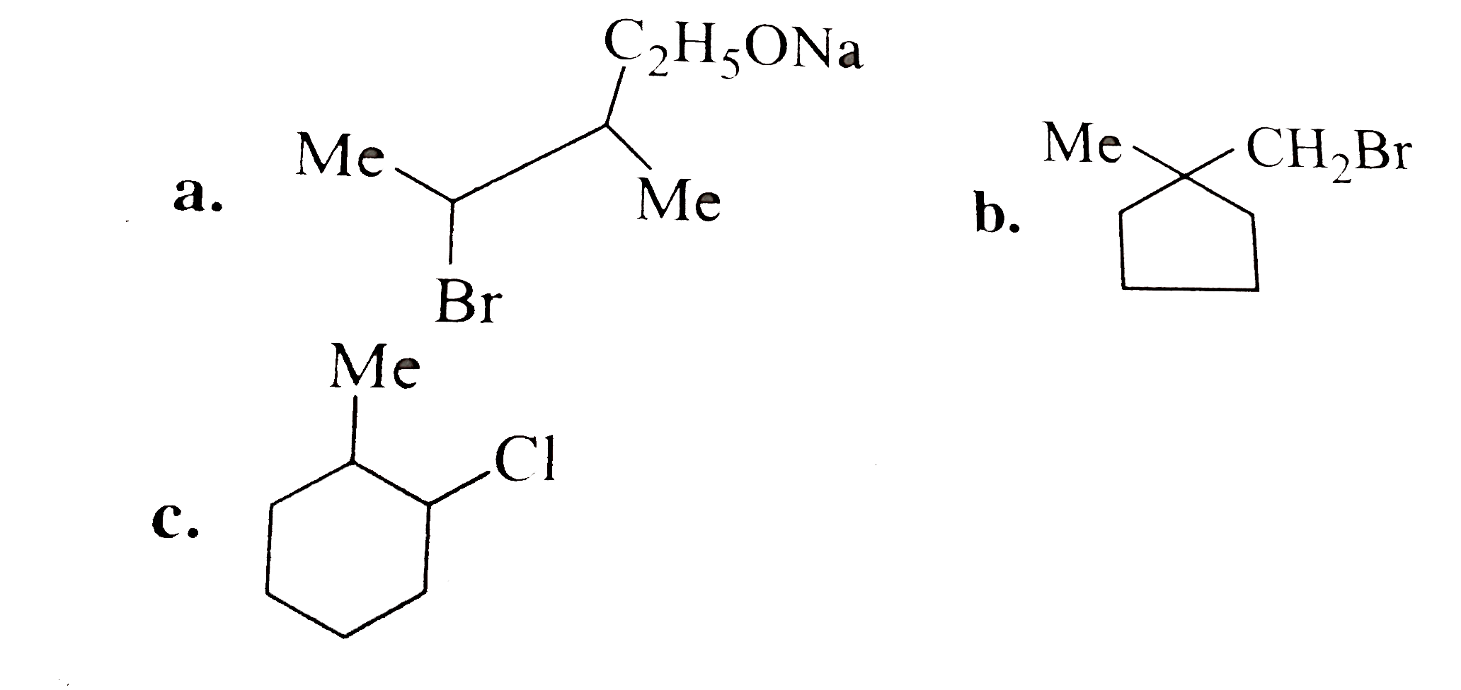 Give the major product when the following compounds are reacted with C2H5ONa.   .