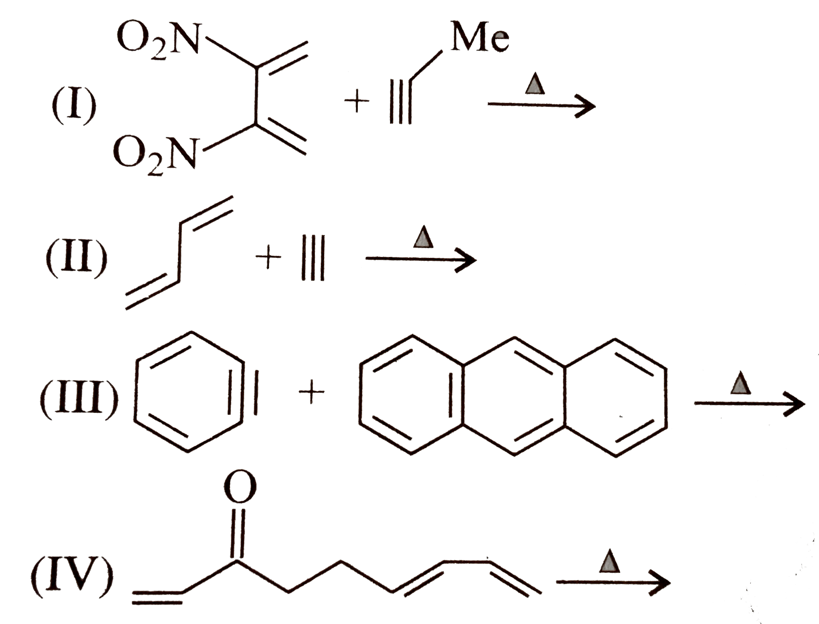 Which of the following reaction would undergo Diels-Alder reaction ?   .