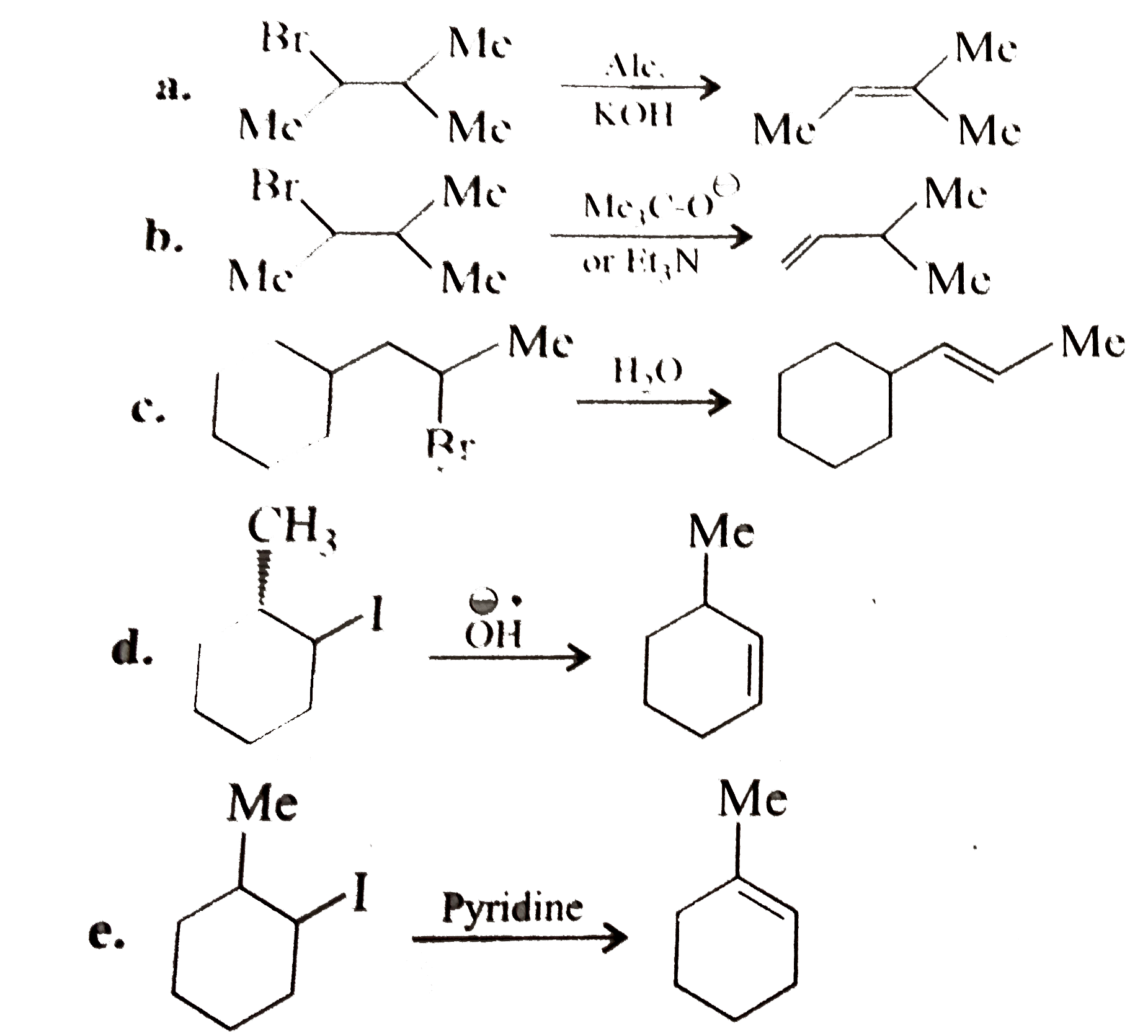 From  the following elimination reactions, predict which one is Hofmann or Saytzeff (Zaitev) type.