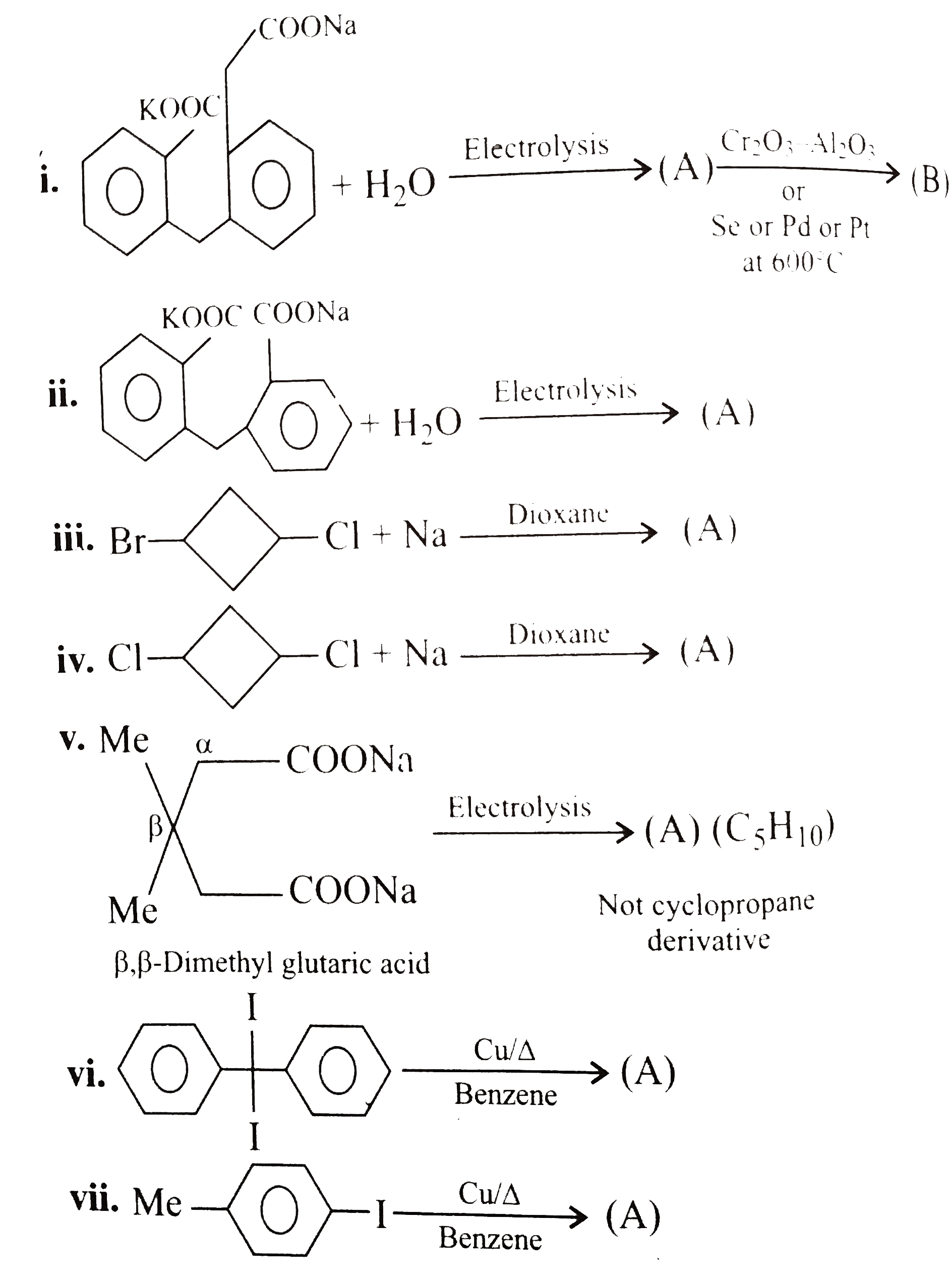 Complete the following recations:   i.