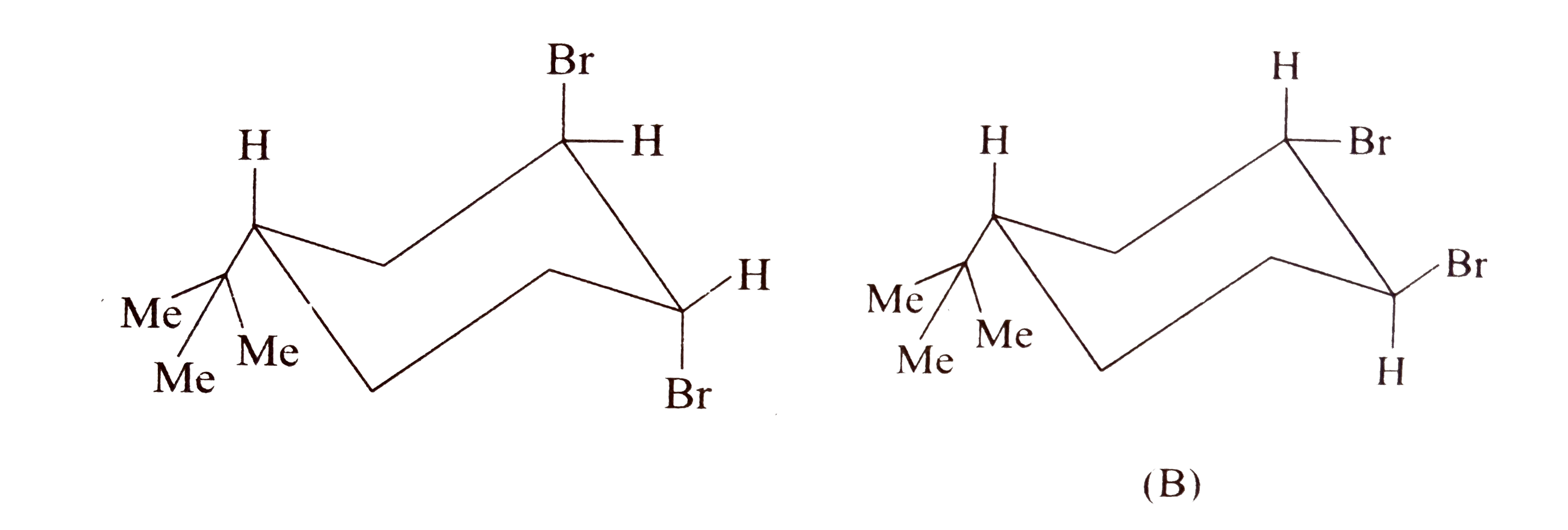 Explain that (A) readily forms an alkene with I^(c-) but (B) does not.