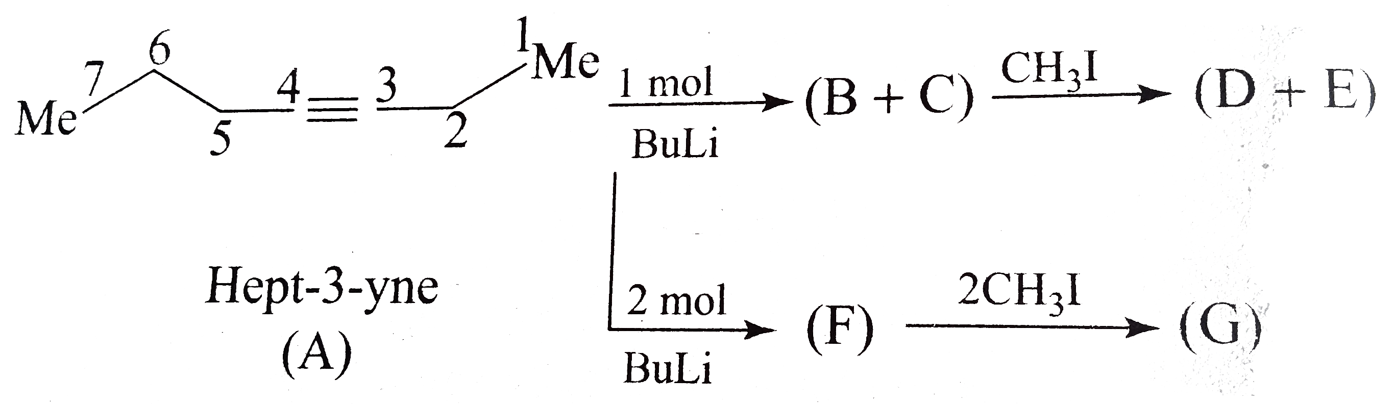 Complete the following:      Give the major and minor products (C and D).