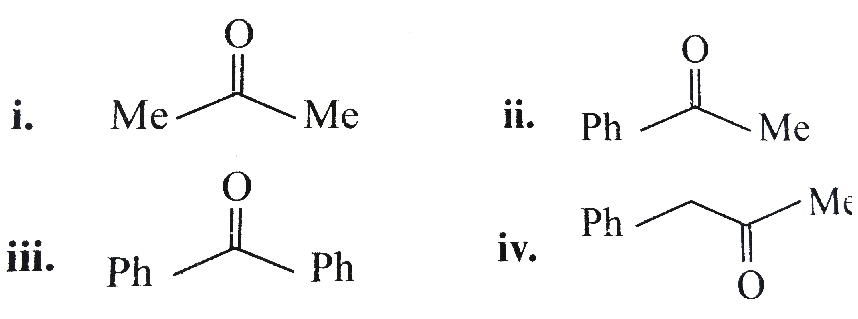 Reactivity of MeMgBr with the following in the decreasing order is :   (i)