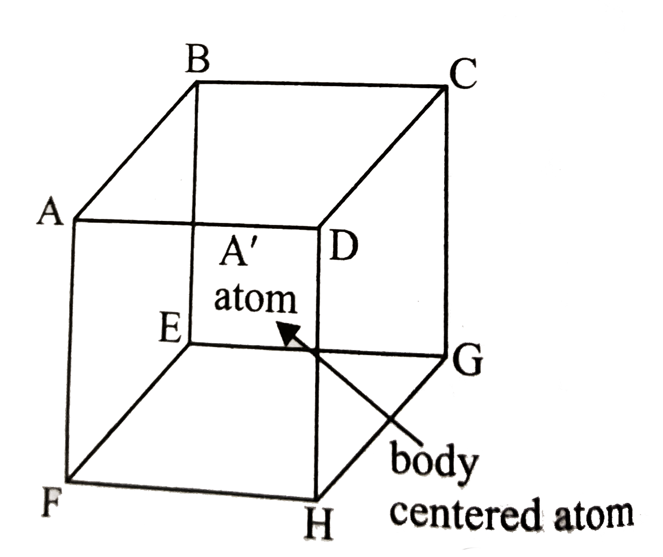 In body-centred cubic lattice given below, the three disntances AB, AC, and AA' are