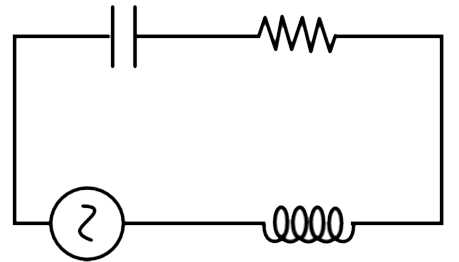 Consider the R-L-C circuit given below.  The circuit is driven by a 50 Hz AC source with peak voltage 220 V.  If R = 400 Omega, C = 200muF and L = 6 H, the maximum current in the circuit is closest to