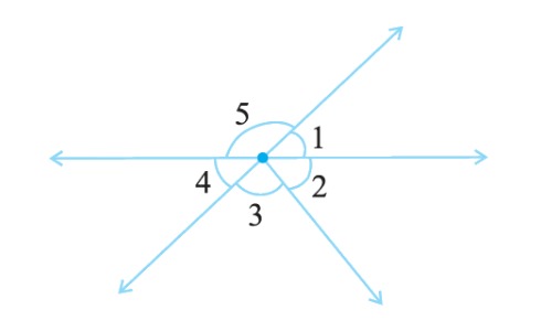Indicate which pairs of angles are: (i) Vertically opposite angles.         (ii)  Linear pairs.