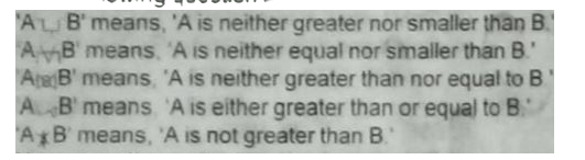 In the following question all symbols are used according to their meaning      Now according to the following statements if they are true, judge their conclusion (I) and (II) and follow definately true.