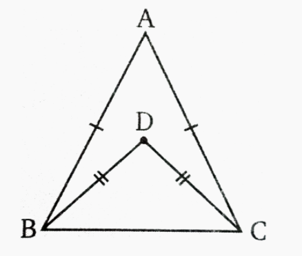 संलग्न चित्र में ,भुजा AB =AC  , तथा भुजा BD=CD ,angleABD : angleACD  का अनुपात क्या होगा ?