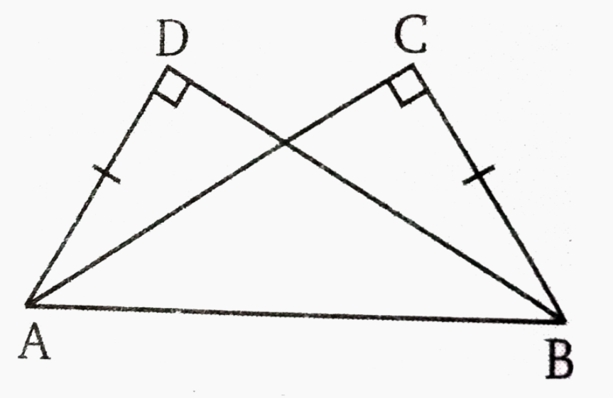 संलग्न   चित्र में , यह दिया है कि DeltaABD cong DeltaBAC अभिगृहीत  ज्ञात कीजिए जिसके द्वारा   त्रिभुज  सर्वांगसम  है ।