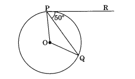 In Fig., if O is the centre of a circle PQ is a chord and the tangent PR at P makes an angle of 50° with PQ, then ∠POQ is equal to