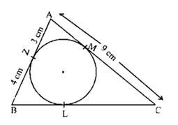 In the adjoining figure, Δ ABC is circumscribing a circle. Then, the length of BC is