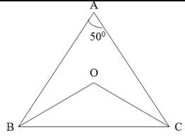 In the given figure, BO and CO are the bisectors of angleBandangleC respectively. If angleA=50^(@)