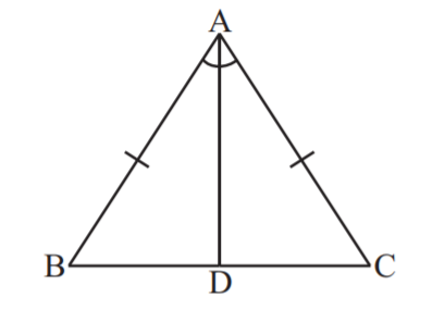 <b>In the given figure, AB=AC and AD is the bisector of ? BAC. (i) State three pairs of equal parts in triangles ADB and ADC. (ii)  Is DeltaADB cong DeltaADC ? Given reasons. (iii)  Is  angleB=angleC ? Given reasons</b>
