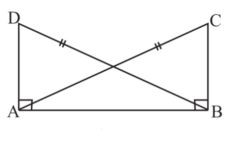 <b>In Fig 7.31, DA | AB, CB | AB and AC = BD. State the three pairs of equal parts in  Delta ABC and Delta DAB. Which of the following statements is meaningful?  (i) Delta ABC cong Delta BAD  (ii)  Delta ABC cong ABD</b>