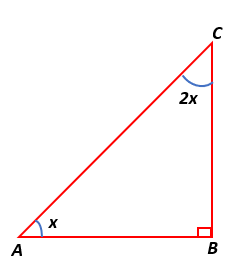 निम्नलिखित आकृति मे  अज्ञात  x का मान ज्ञात कीजिये।   <center> </center>