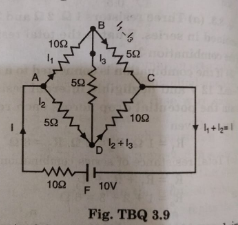 Determine the current in each branch of the following network: