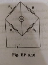 The measurement of an unknown resistance R is to be carried out using wheatstone bridge(see Fig. EP 3.10). Two students perform an experiment in two ways. The first student takes R2 = 10 Omega and R1 = 5 Omega. The other student takes R2 = 1000 Omega and R1 = 500 Omega. In the standard arm, both takes R3 = 5 Omega. Both find R = R2/R1 R3 = 10 Omega within errors.