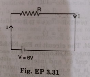 Consider circuit in Figure. How much energy is absorbed by electrons from the initial state of no current (ignore thermal motion) to the state of drift velocity?