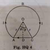 Find the total magnetic induction at point O due to curved portion and straight portion.