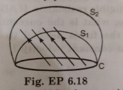 Consider a closed loop C in a magnetic field (Fig. EP 6.18). The flux passing through the loop is defined by choosing a surface whose edge coinides with the loop and using the formula phi=B1dA1 + B2.dA2 +…………... Now if we choose two differnet surfaces S1 and S2 having as thier edge, would we get the same answer for flux. Justify your answer.