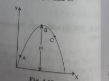 A particle is projected in air at some angle to the horizontal , moves along parabola shown in the figure where x and y indicate horizontal and verticle diections, respectively. Shown in the diagram, direction of velocity and acceleration at point A,B and C.