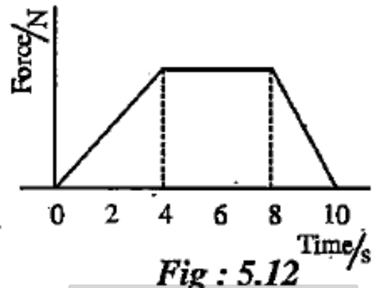 A body of mass 5kg is acted on by a net force F which varies as shown in the graph. The momentum obtained would